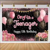 Lofaris 13. Geburtstag Hintergrund Rosa Glitzer OMG Teenager Schwarz
