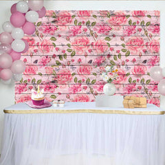 Lofaris Fotohintergrund Rosa Holz Vintage Aquarell Rosen Schmetterling