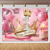Lofaris 1. Geburtstag Hintergrund Royal Gold Krone Rosa Sterne Kuchen