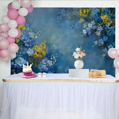 Lofaris Fotohintergrund Kunst Blau Gelb Blumen Ölgemälde Abstrakt