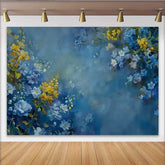 Lofaris Fotohintergrund Kunst Blau Gelb Blumen Ölgemälde Abstrakt