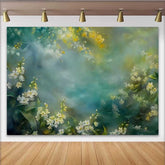 Lofaris Fotohintergrund Kunst Gelb Frühling Blumen Türkis Blau Öl