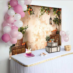 Lofaris Fotohintergrund Rustikal Frühling Orangen Ernte Garten Laternen