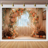 Lofaris Herbst Kürbis Bogen Hintergrund Boho Blumen Pampasgras Fenster