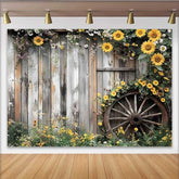 Lofaris Fotohintergrund Rustikal Sonnenblume Holzzaun Vintage Rad Deko
