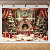 Lofaris Weihnachten Hintergrund Kamin Zuckerstangen Baum Geschenke