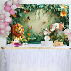 Lofaris Safari Tiere Dschungel Hintergrund Löwe Elefant Geburtstag Cake Smash Deko