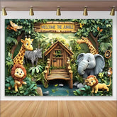 Lofaris Welcome to the Jungle Safari Hintergrund Cartoon Zoo Tiere Kindergeburtstag