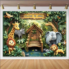 Lofaris Welcome to the Jungle Safari Hintergrund Cartoon Zoo Tiere Kindergeburtstag