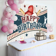 Lofaris Vintage Baseball Geburtstag Hintergrund Rote Kappe Schläger Sport Jungen