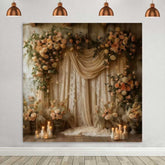 Lofaris Boho Blumen Seiden Hintergrund Creme Vorhang Rose
