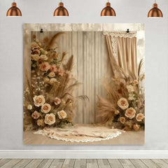 Lofaris Boho Stoff Vorhang Hintergrund Streifen Rosen Deko
