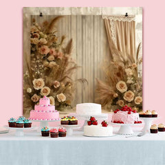 Lofaris Boho Stoff Vorhang Hintergrund Streifen Rosen Deko