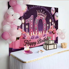 Lofaris Luxus Rosa 10. Geburtstag Hintergrund Juwelen Krone Rosen Prinzessin Banner