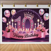 Lofaris Luxus Rosa 10. Geburtstag Hintergrund Juwelen Krone Rosen Prinzessin Banner