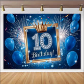 Lofaris Blau Gold 10. Geburtstag Hintergrund Feuerwerk Ballons Sportlich Jungen