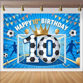 Lofaris Fußball Champion 10. Geburtstag Hintergrund Blaues Tor Gold Krone Sport
