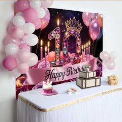Lofaris Juwelen 10. Geburtstag Party Hintergrund Rosa Ballons Rosen Happy Birthday