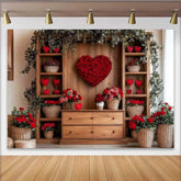 Lofaris Romantischer Herz Rosen Hintergrund Holzwand Rote Rosen Blumen Deko Banner