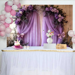 Lofaris Eleganter Lila Hochzeit Hintergrund Blumenbogen Lavendel Drapierung Schleifen
