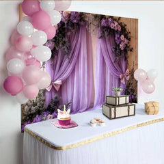 Lofaris Eleganter Lila Hochzeit Hintergrund Blumenbogen Lavendel Drapierung Schleifen