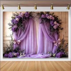 Lofaris Eleganter Lila Hochzeit Hintergrund Blumenbogen Lavendel Drapierung Schleifen