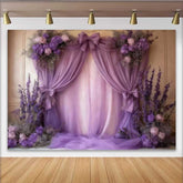 Lofaris Royal Lila Hochzeit Hintergrund Lavendel Drapierung Blumencluster Schleife