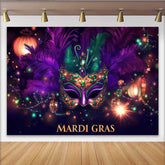 Lofaris Juwelen Maskenball Hintergrund Lila Feder Maske Goldene Bokeh Lichter