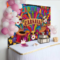Lofaris Bunter Karneval Party Hintergrund Festliche Maske Trommel Feier Banner
