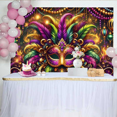 Lofaris Mardi Gras Grand Gala Hintergrund Bunte Feder Maske Goldene Perlen Banner
