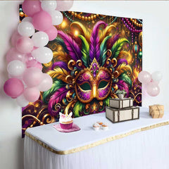 Lofaris Mardi Gras Grand Gala Hintergrund Bunte Feder Maske Goldene Perlen Banner