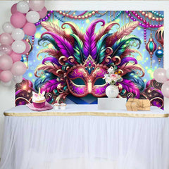 Lofaris Helles Mardi Gras Festival Hintergrund Gefiederte Maske Blau Bokeh Party