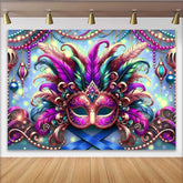 Lofaris Helles Mardi Gras Festival Hintergrund Gefiederte Maske Blau Bokeh Party