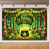 Lofaris Happy St Patricks Day Hintergrund Glückliche Kobolde Goldtopf Party Banner