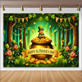 Lofaris St Patricks Day Goldtopf Hintergrund Glückskobold Kleeblätter Party Banner