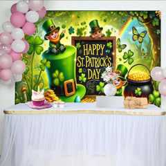 Lofaris Riesiger Koboldhut Hintergrund St Patricks Day Goldtopf Kleeblätter Banner