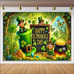 Lofaris Riesiger Koboldhut Hintergrund St Patricks Day Goldtopf Kleeblätter Banner