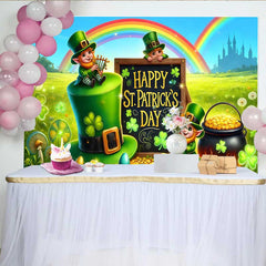 Lofaris St Patricks Day Schloss Regenbogen Hintergrund Glückskobold Feld Party Banner