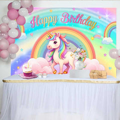 Lofaris Pastell Einhorn Regenbogen Hintergrund Süße Geburtstag Wolke Sternschnuppe