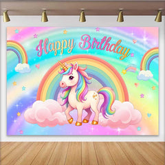 Lofaris Pastell Einhorn Regenbogen Hintergrund Süße Geburtstag Wolke Sternschnuppe