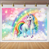 Lofaris Regenbogen Mähne Einhorn Hintergrund Magischer Sternenhimmel Pastell Wolke