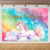 Lofaris Magisches Einhorn Regenbogen Hintergrund Funkelnde Galaxie Wolken Banner