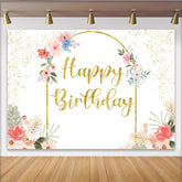 Lofaris Eleganter Blumen Gold Bogen Geburtstag Hintergrund Rosa Blaue Blüten Frauen Party