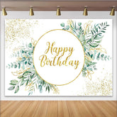 Lofaris Eukalyptus Grünpflanzen Geburtstag Hintergrund Goldener Kreisrahmen Glitzerblatt