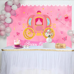 Lofaris Rosa Prinzessinnen Kutsche Geburtstag Hintergrund Märchen Party Schmetterling