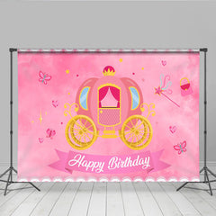 Lofaris Rosa Prinzessinnen Kutsche Geburtstag Hintergrund Märchen Party Schmetterling