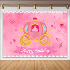 Lofaris Rosa Prinzessinnen Kutsche Geburtstag Hintergrund Märchen Party Schmetterling
