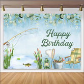 Lofaris Angeln Thema Geburtstag Hintergrund Aquarell Camping Teich Leben Party Outdoor