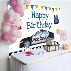 Lofaris Polizeiauto Offizier Ausrüstung Geburtstag Hintergrund Blau Orange Wimpel Jungen