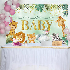 Lofaris Dschungel Safari Tiere Babyparty Hintergrund Tropische Pflanzen Gold Oh Baby Deko